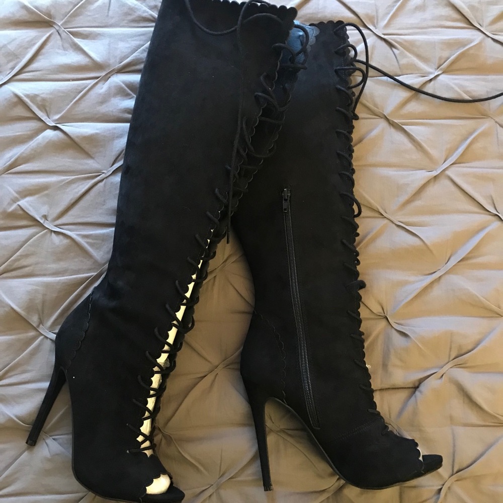 Lace-Up, Knee-Length Boots